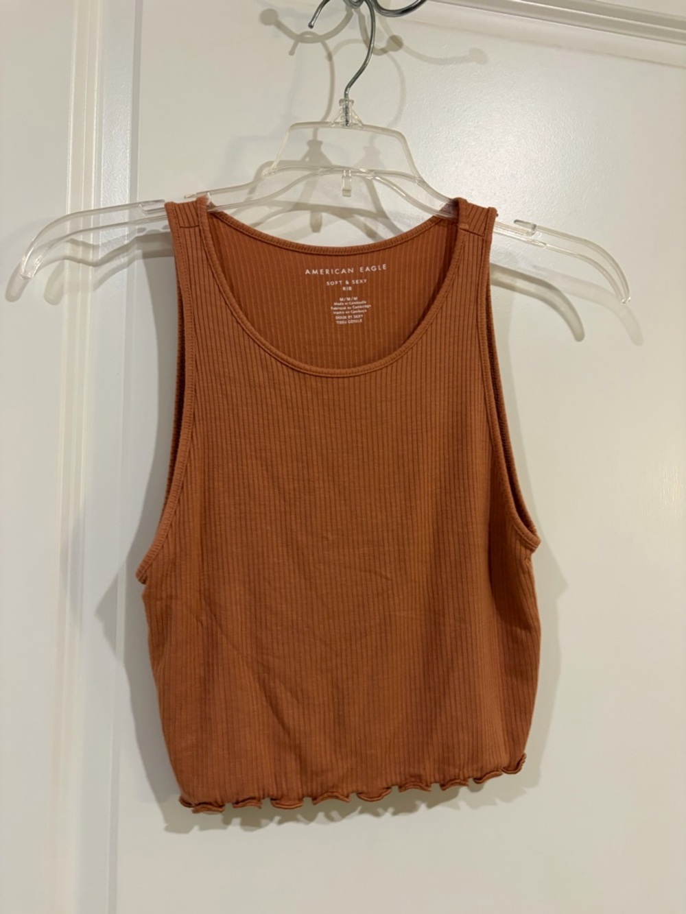 American Eagle Soft & Sexy Ribbed Tank Top Rust Orange Size Medium